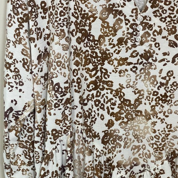 NWT Always Fabulous White and Brown Leopard Print Blouse - Picture 2 of 7